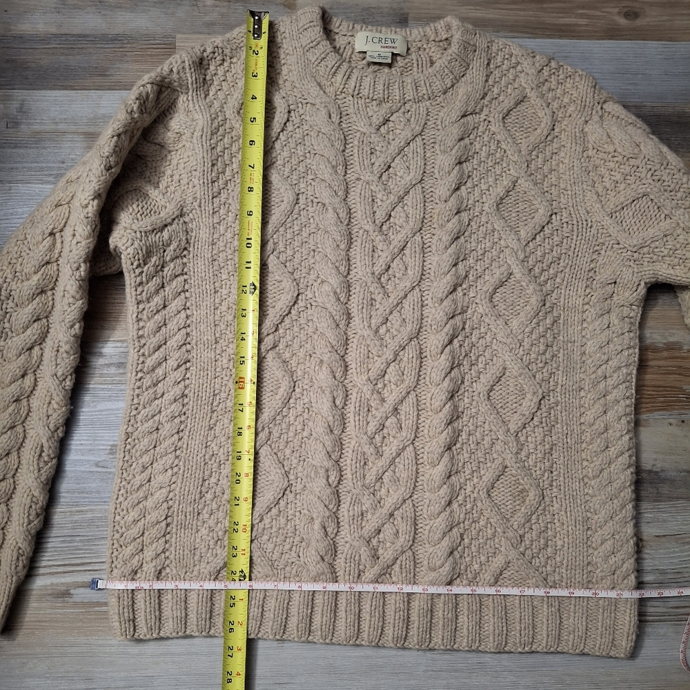 Vintage Men's J. CREW Handknit Cable Knit 100% Lambswool Fisherman Sweater Med - Picture 4 of 4